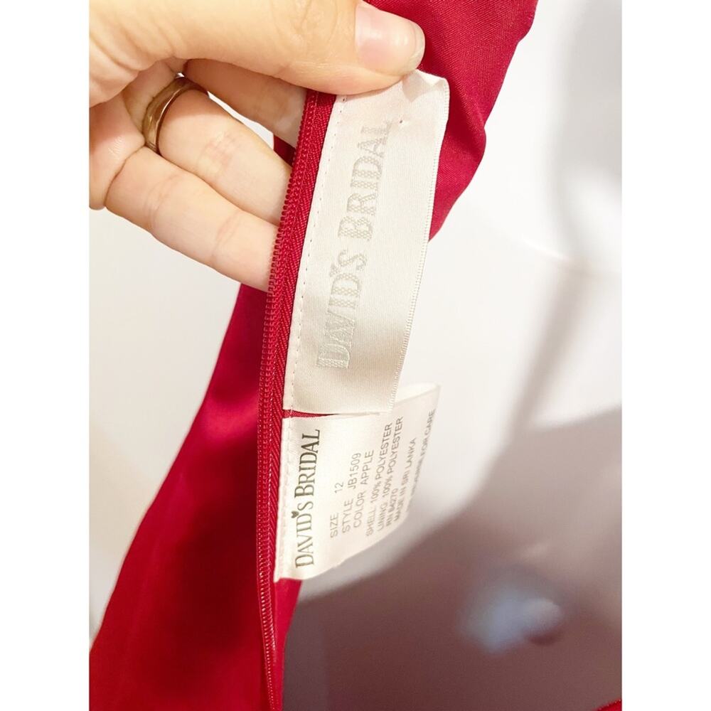 David’s Bridal Junior Bridesmaid Dress in Red Apple Style JB1509 Size 12 - Picture 9 of 12